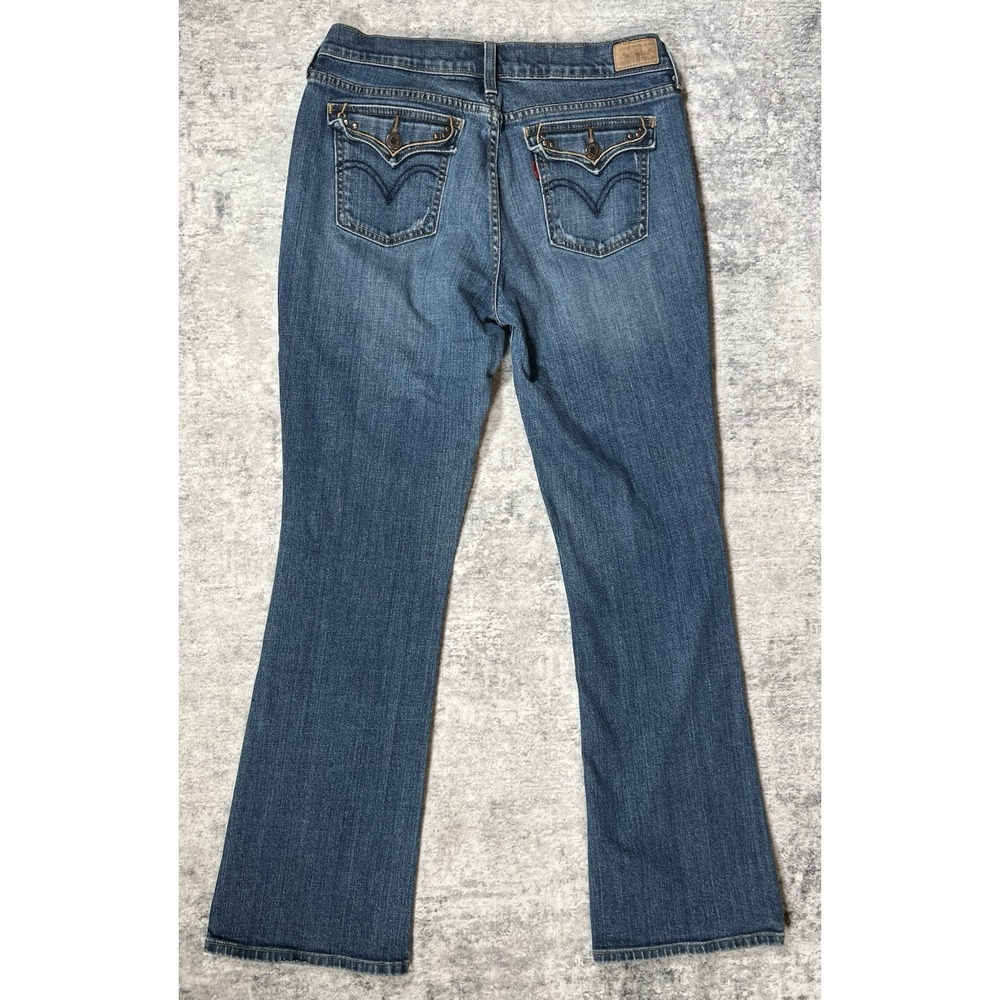 LEVIS Womens 515 Bootcut Jeans 10 Medium 30x31 Blue Demin Flap Pocket Distressed